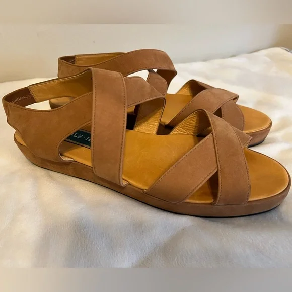 Women’s Cole Haan Criss Cross Tan Leather Suede Sandals size 9M - Picture 10 of 11